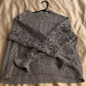 Gray Lace Knit Women's Sweater
